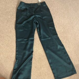 Satin green cargo pants